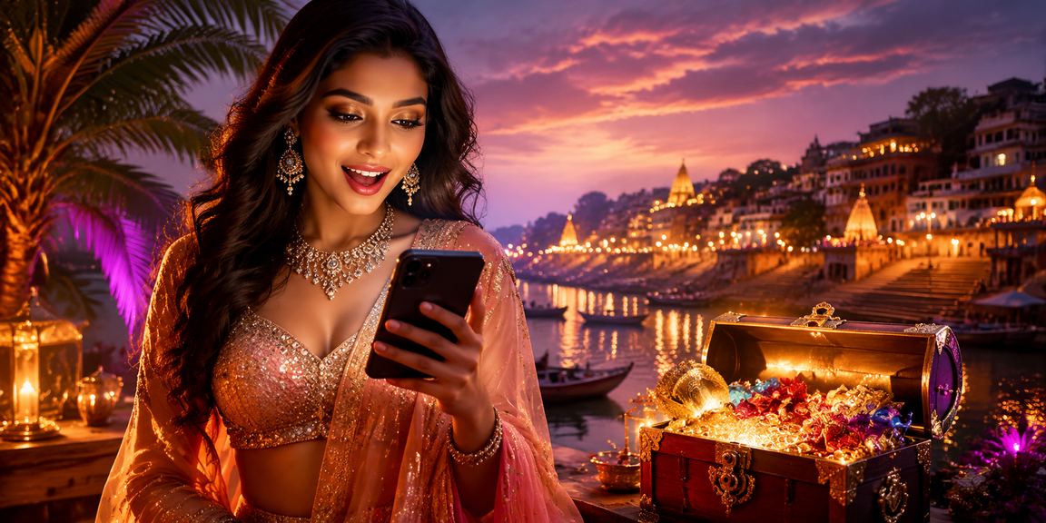 Varanasi ghats with mobile casino scene Varanasi ghats with mobile casino scene